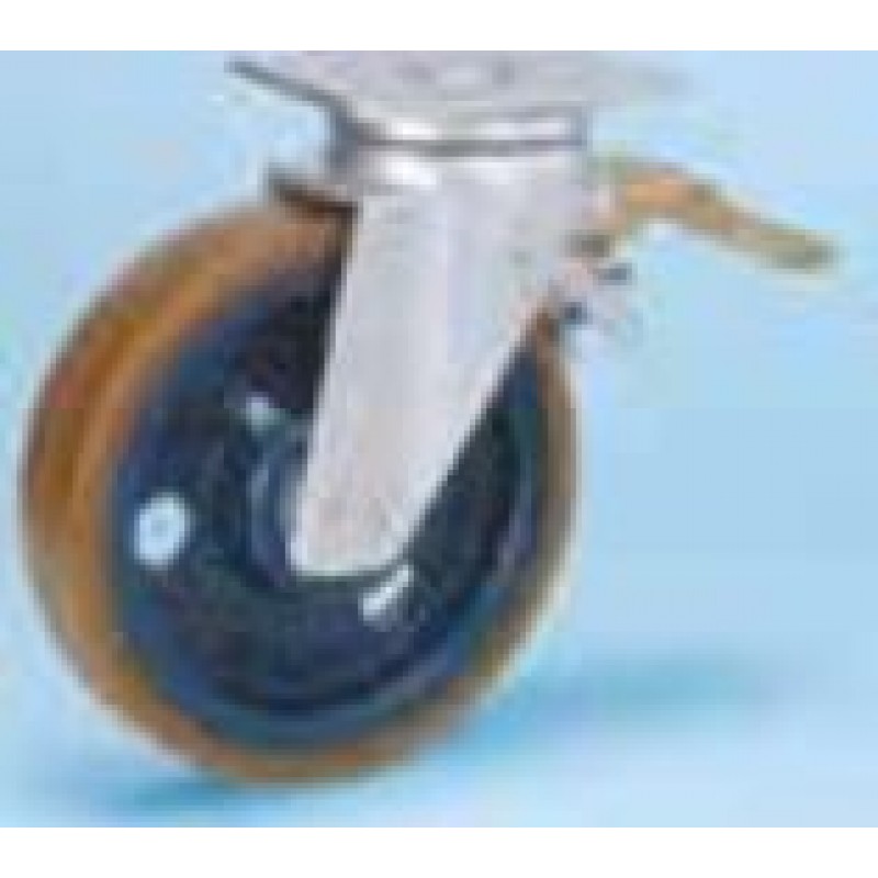 Roulette platine étanche renforcée roue fonte polyuréthane diamètre 150 pivotante à frein