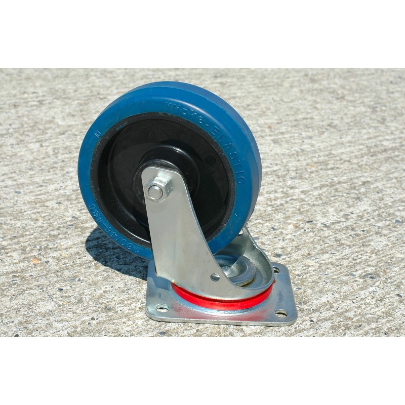 Roulette Indéjantable caoutchouc élastique bleu diamètre 100 pivotante