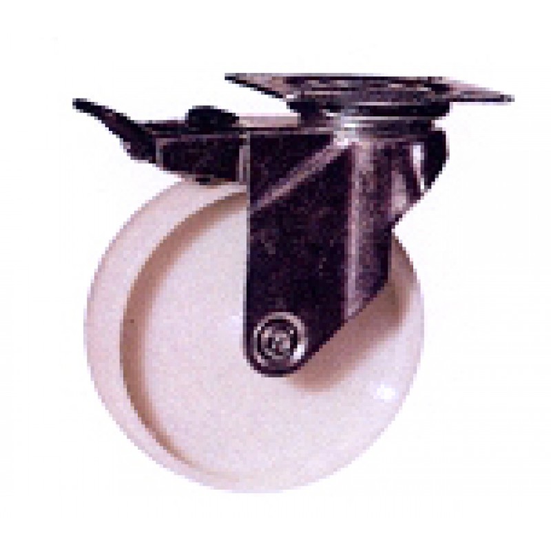 Roulette inox platine pivotante à frein diam 75 polyamide