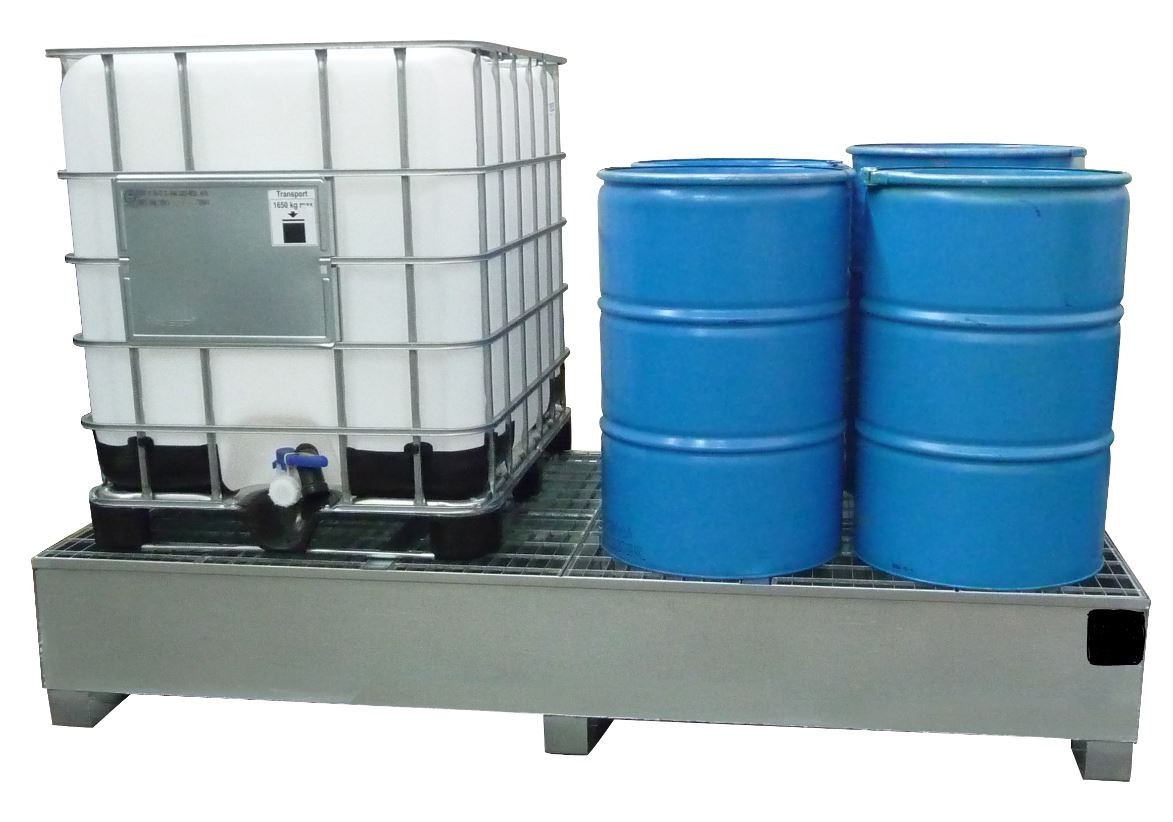 Bac De Retention En Acier Galvanise Retention 1000l Pour Stockage De 2 Cuves De 1000 Litres