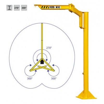 Potence sur Fût articulée 125 Kg Hauteur sous fer 3m Portée 3m 