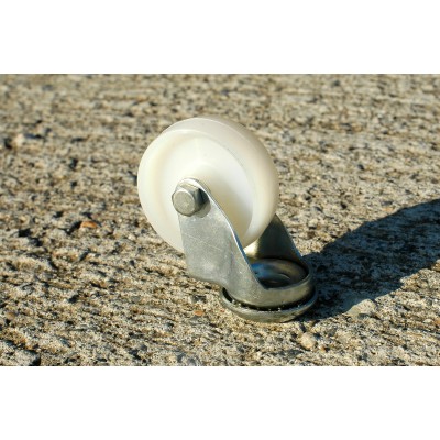 Roulette  Inox à oeil roue polyamide diamètre 125 pivotante