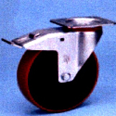 Roulette platine acier zingué polyuréthane diamètre 80 pivotante à frein