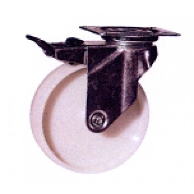 Roulette inox platine pivotante à frein diam 50 polyamide