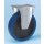 Roulette platine acier zingue fixe  caoutchouc  bleu diamètre 160