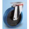 Roulette platine acier zingué caoutchouc élastique bleu diamètre 125 pivotante