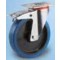 Roulette platine acier zingue pivotante à frein caoutchouc bleu diamètre 160