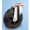 Roulette standard platine acier roue diamètre 160 caoutchouc noir pivotante